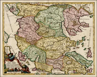 1684 kaart van Macedonië en Thessalië door Giacomo Cantelli da Vignola