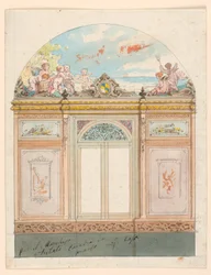 Tekening, geschilderde wanddecoratie, 1870