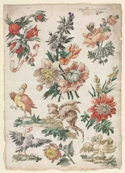 Bloemmotieven met Vogels en Griffioen
