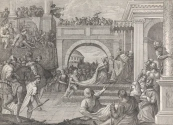 Doge Enrico Dandolo kroont Baldovino de eerste keizer van het Latijnse Rijk van Constantinopel