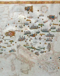 Een Nautische Kaart, detail van West-Europa, 1564