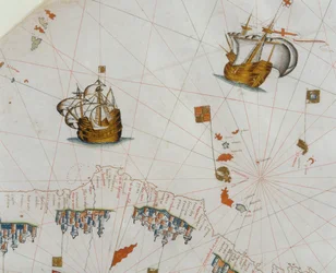 Een Nautische Kaart, detail van de Canarische Eilanden, 1564