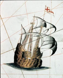 Genoese karveel (detail van een portulan)