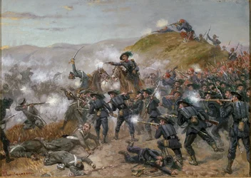 De Slag bij Cernaia, laatste kwart 19e eeuw (olieverf op karton)