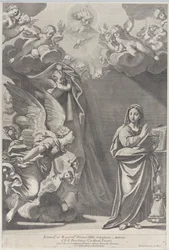 De annunciatie, met Gabriel en andere engelen links en God de Vader boven, 1687-1717