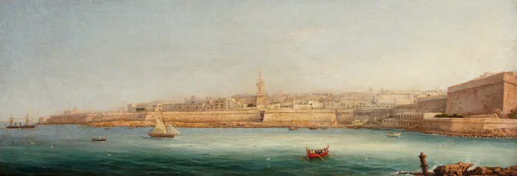 Uitzicht op Valletta vanaf Manoel Eiland, 1869