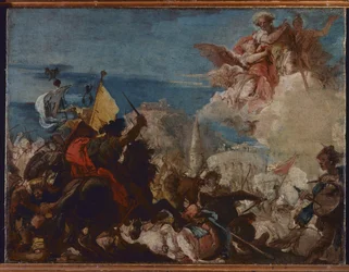 Heiligen Faustinus en Jovita verschijnen ter verdediging van Brescia onder aanval van Niccolò Piccinino in 1438