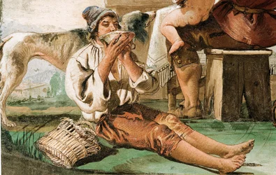 Detail (Boerenfamilie aan Tafel), uit de Kamer van Rustieke Scènes, in de Foresteria