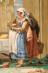 Detail (Boerenfamilie aan Tafel), uit de Kamer van Rustieke Scènes, in de Foresteria