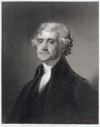 Portret van Thomas Jefferson, gegraveerd door Henry Bryan Hall