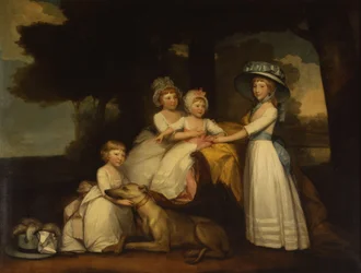 Portret van de kinderen van de 2e hertog en hertogin Northumberland - Lady Elizabeth Percy, Earl Percy, Lady Julia Percy en Lady Agnes Percy
