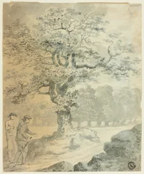 Landschap met twee mannelijke figuren