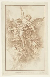 Engel met drie putti in wolken
