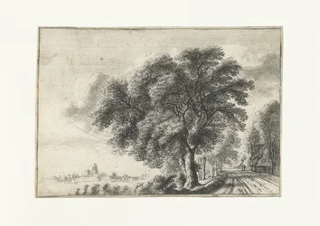 Landschap met gezicht op Dordrecht links