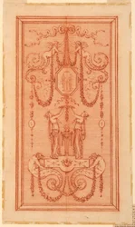 Ontwerp voor een decoratief paneel (met nimfen en slingers)