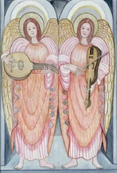 Twee engelen die instrumenten bespelen, 1995
