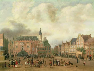 Aankondiging van de Vrede van Breda op de Grote Markt, Haarlem, ca. 1667