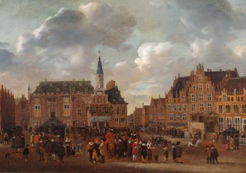 De aankondiging van de Vrede van Münster in 1648 vanaf het balkon van het stadhuis van Haarlem