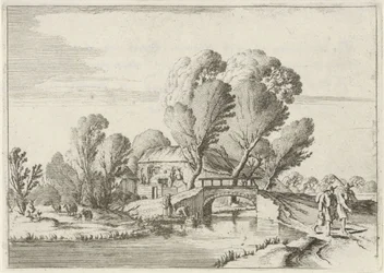 Twee wandelaars bij een kanaal
