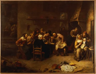 Boeren drinken en roken in een herberg