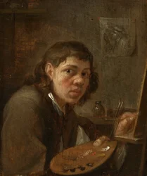 Zelfportret in het atelier, ca. 1645 (olieverf op paneel)