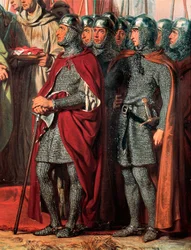 Derde Kruistocht (1189-1192): Ontmoeting en handdruk tussen Filips Augustus (Filips II van Frankrijk