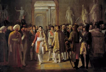 Keizer Napoleon I (1769-1821) ontvangt afgevaardigden van het leger na zijn kroning, 8 december