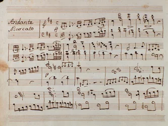 Eerste pagina van bladmuziek voor de gereduceerde symfonie voor piano van Tancredi, opera door Gioacchino Rossini