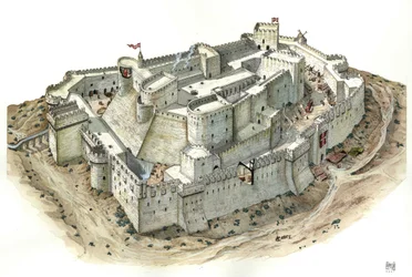 Middeleeuwen: luchtfoto van de Krak (Crac) van de Ridders (Qala