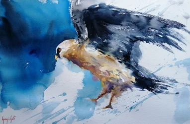 Dynamische aquarelvogel