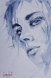Portret met indigokleurige blik