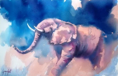 Majestueuze blauwe olifant