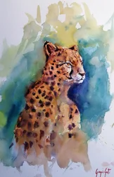 Majestueuze cheeta in aquarel