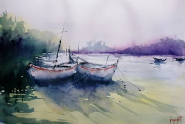 Misty Morning Boats