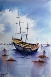 Oude boot, rustig water
