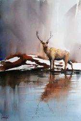 Een hertenhorn in de winter