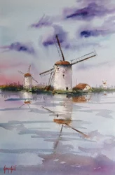 Weerspiegelingen bij de Twilight Windmill