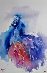 Levendige aquarel-pauw