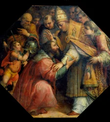 Ontmoeting van Francois I en Leon X in Bologna (Concordaat van Bologna in 1517), ca. 1558-62