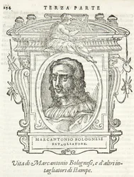 Milaan, Biblioteca Braidense, Vite de piv excellent, Giorgio Vasari 1568, Marcantonio Bolognese