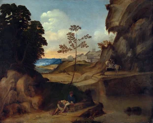 Landschap met zonsondergang