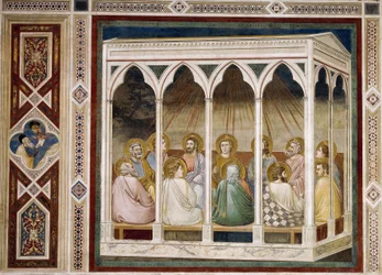 Pinksteren, (detail) uit Leven en Passie van Christus, door Giotto