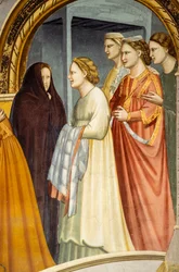 De ontmoeting bij de Gouden Poort, ca.1305 (fresco) Poort in Jeruzalem, detail, ca.1305 (fresco)