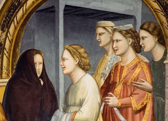 De ontmoeting bij de Gouden Poort, ca.1305 (fresco) Poort in Jeruzalem, detail, ca.1305 (fresco)