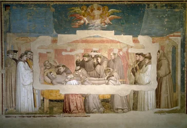 De begrafenis van Sint Franciscus van Assisi. Stigma verificatie
