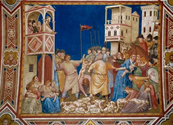 De kindermoord van Bethlehem. Fresco van Giotto di Bondone (1267-1337)