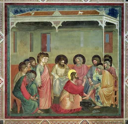 Christus wast de voeten van de discipelen, c.1305 (na restauratie)