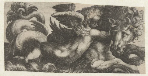 Zeepaard met een putto om zijn hals