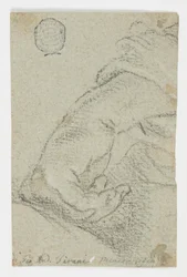 Tekening, Studie: Een linkerhand in een leunende positie, ca. 1650