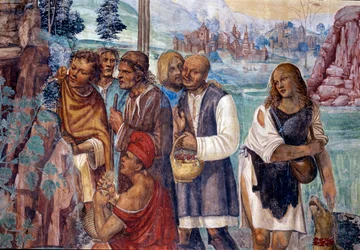Hoe Benedictus de heilige leer onderwijst aan de boeren die hem bezoeken (detail)